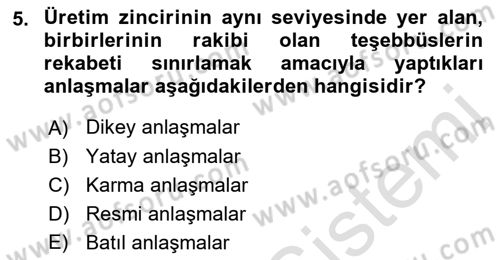 İşletme Hukuku Dersi 2021 - 2022 Yılı Yaz Okulu Sınav Soruları 5. Soru