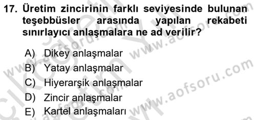 İşletme Hukuku Dersi 2022 - 2023 Yılı Yaz Okulu Sınav Soruları 17. Soru