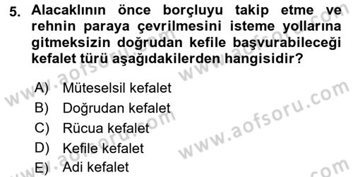 İşletme Hukuku Dersi 2022 - 2023 Yılı Yaz Okulu Sınav Soruları 5. Soru