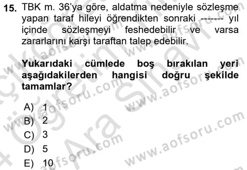 İşletme Hukuku Dersi 2023 - 2024 Yılı (Vize) Ara Sınav Soruları 15. Soru