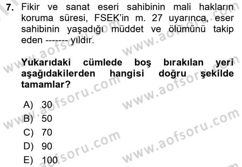 İşletme Hukuku Dersi 2023 - 2024 Yılı (Vize) Ara Sınav Soruları 7. Soru