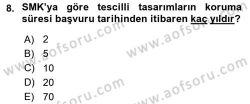 İşletme Hukuku Dersi 2023 - 2024 Yılı (Vize) Ara Sınav Soruları 8. Soru