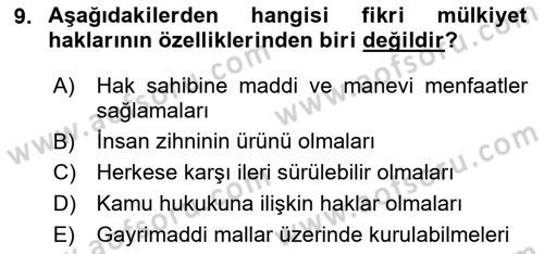 İşletme Hukuku Dersi 2023 - 2024 Yılı (Vize) Ara Sınav Soruları 9. Soru