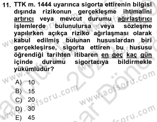İşletme Hukuku Dersi 2023 - 2024 Yılı (Final) Dönem Sonu Sınav Soruları 11. Soru