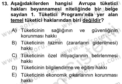 İşletme Hukuku Dersi 2023 - 2024 Yılı (Final) Dönem Sonu Sınav Soruları 13. Soru