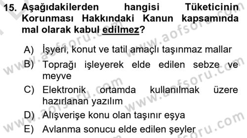 İşletme Hukuku Dersi 2023 - 2024 Yılı (Final) Dönem Sonu Sınav Soruları 15. Soru