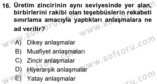 İşletme Hukuku Dersi 2023 - 2024 Yılı (Final) Dönem Sonu Sınav Soruları 16. Soru