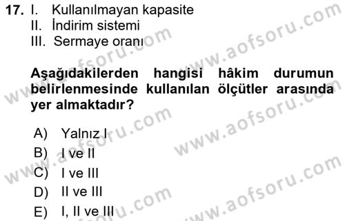 İşletme Hukuku Dersi 2023 - 2024 Yılı (Final) Dönem Sonu Sınav Soruları 17. Soru