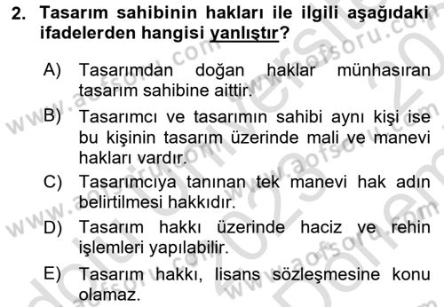 İşletme Hukuku Dersi 2023 - 2024 Yılı (Final) Dönem Sonu Sınav Soruları 2. Soru