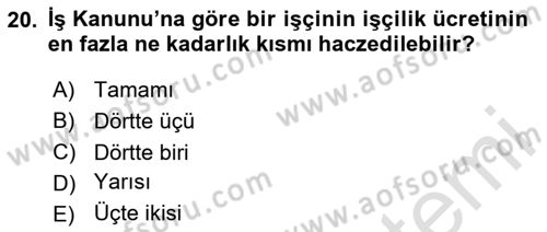 İşletme Hukuku Dersi 2023 - 2024 Yılı (Final) Dönem Sonu Sınav Soruları 20. Soru