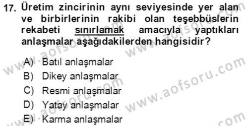 İşletme Hukuku Dersi 2023 - 2024 Yılı Yaz Okulu Sınav Soruları 17. Soru