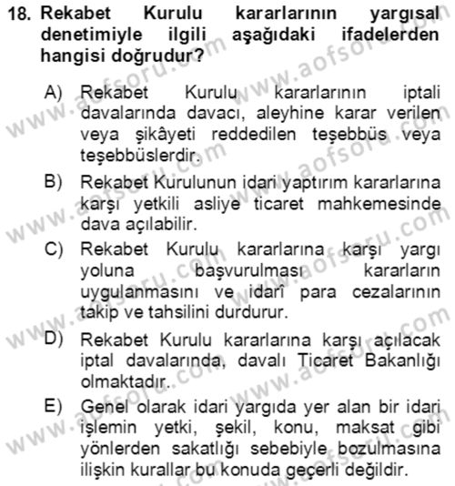 İşletme Hukuku Dersi 2023 - 2024 Yılı Yaz Okulu Sınav Soruları 18. Soru