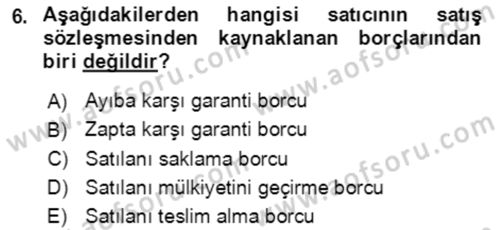 İşletme Hukuku Dersi 2023 - 2024 Yılı Yaz Okulu Sınav Soruları 6. Soru