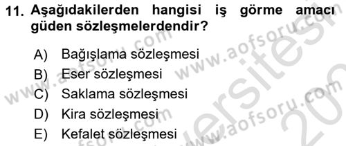 İşletme Hukuku Dersi 2024 - 2025 Yılı (Vize) Ara Sınav Soruları 11. Soru