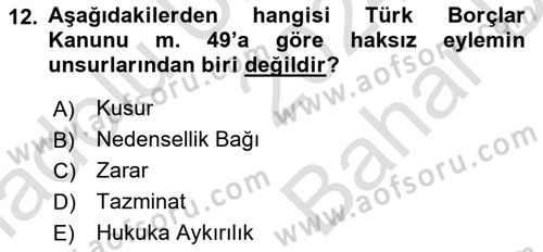 İşletme Hukuku Dersi 2024 - 2025 Yılı (Vize) Ara Sınav Soruları 12. Soru