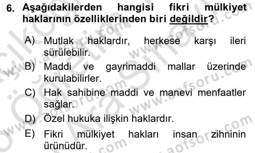 İşletme Hukuku Dersi 2024 - 2025 Yılı (Vize) Ara Sınav Soruları 6. Soru