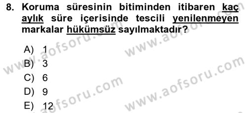 İşletme Hukuku Dersi 2024 - 2025 Yılı (Vize) Ara Sınav Soruları 8. Soru