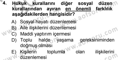 Medeni Hukuk 1 Dersi 2012 - 2013 Yılı (Vize) Ara Sınav Soruları 4. Soru