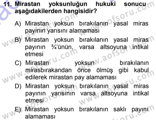 Medeni Hukuk 1 Dersi 2012 - 2013 Yılı (Final) Dönem Sonu Sınav Soruları 11. Soru