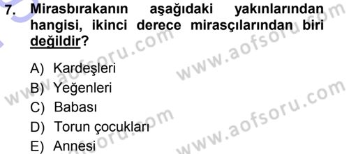 Medeni Hukuk 1 Dersi 2012 - 2013 Yılı (Final) Dönem Sonu Sınav Soruları 7. Soru