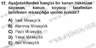 Medeni Hukuk 1 Dersi 2012 - 2013 Yılı Tek Ders Sınav Soruları 17. Soru