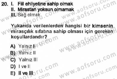 Medeni Hukuk 1 Dersi 2012 - 2013 Yılı Tek Ders Sınav Soruları 20. Soru