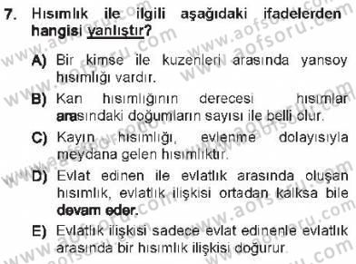 Medeni Hukuk 1 Dersi 2012 - 2013 Yılı Tek Ders Sınav Soruları 7. Soru