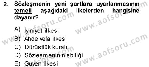 Medeni Hukuk 1 Dersi 2013 - 2014 Yılı (Final) Dönem Sonu Sınav Soruları 2. Soru