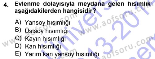 Medeni Hukuk 1 Dersi 2013 - 2014 Yılı (Final) Dönem Sonu Sınav Soruları 4. Soru