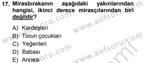 Medeni Hukuk 1 Dersi 2013 - 2014 Yılı Tek Ders Sınav Soruları 17. Soru