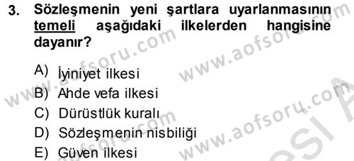 Medeni Hukuk 1 Dersi 2013 - 2014 Yılı Tek Ders Sınav Soruları 3. Soru