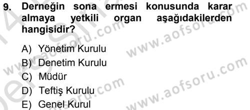Medeni Hukuk 1 Dersi 2013 - 2014 Yılı Tek Ders Sınav Soruları 9. Soru