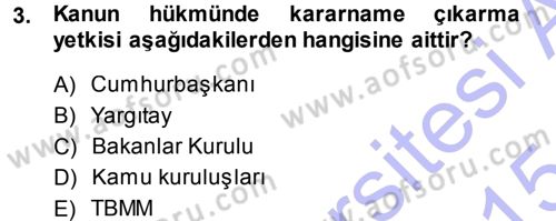 Medeni Hukuk 1 Dersi 2014 - 2015 Yılı (Vize) Ara Sınav Soruları 3. Soru