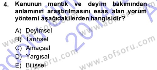 Medeni Hukuk 1 Dersi 2014 - 2015 Yılı (Vize) Ara Sınav Soruları 4. Soru