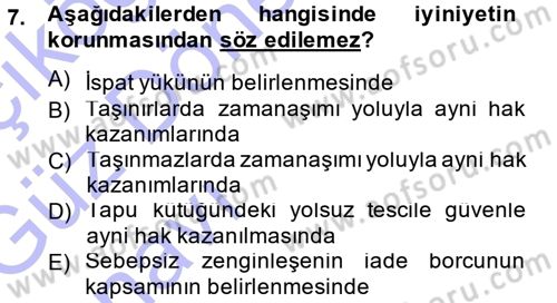 Medeni Hukuk 1 Dersi 2014 - 2015 Yılı (Vize) Ara Sınav Soruları 7. Soru