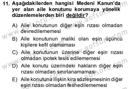 Medeni Hukuk 1 Dersi 2014 - 2015 Yılı (Final) Dönem Sonu Sınav Soruları 11. Soru