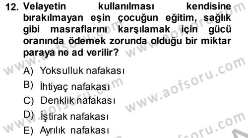 Medeni Hukuk 1 Dersi 2014 - 2015 Yılı (Final) Dönem Sonu Sınav Soruları 12. Soru