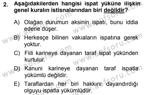 Medeni Hukuk 1 Dersi 2014 - 2015 Yılı (Final) Dönem Sonu Sınav Soruları 2. Soru