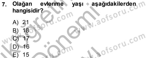 Medeni Hukuk 1 Dersi 2014 - 2015 Yılı (Final) Dönem Sonu Sınav Soruları 7. Soru