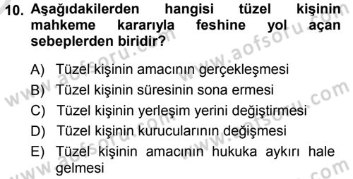 Medeni Hukuk 1 Dersi 2014 - 2015 Yılı Tek Ders Sınav Soruları 10. Soru