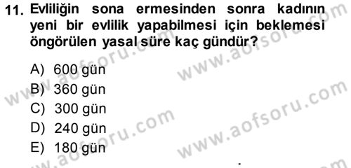 Medeni Hukuk 1 Dersi 2014 - 2015 Yılı Tek Ders Sınav Soruları 11. Soru