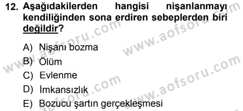 Medeni Hukuk 1 Dersi 2014 - 2015 Yılı Tek Ders Sınav Soruları 12. Soru