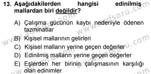 Medeni Hukuk 1 Dersi 2014 - 2015 Yılı Tek Ders Sınav Soruları 13. Soru