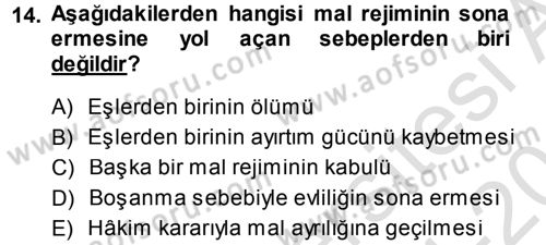 Medeni Hukuk 1 Dersi 2014 - 2015 Yılı Tek Ders Sınav Soruları 14. Soru