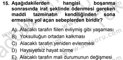 Medeni Hukuk 1 Dersi 2014 - 2015 Yılı Tek Ders Sınav Soruları 15. Soru