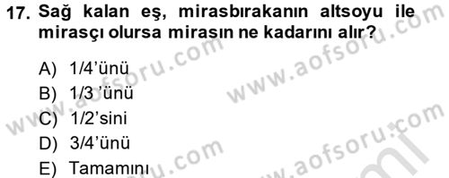 Medeni Hukuk 1 Dersi 2014 - 2015 Yılı Tek Ders Sınav Soruları 17. Soru