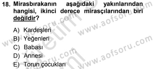 Medeni Hukuk 1 Dersi 2014 - 2015 Yılı Tek Ders Sınav Soruları 18. Soru