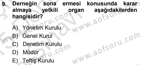 Medeni Hukuk 1 Dersi 2014 - 2015 Yılı Tek Ders Sınav Soruları 9. Soru