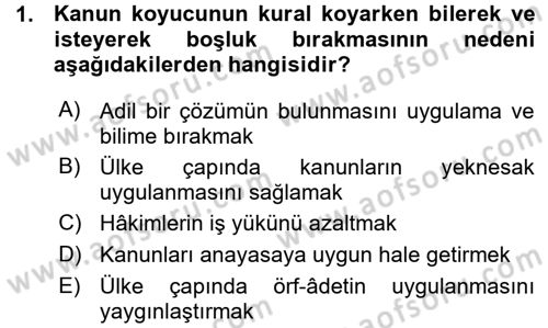 Medeni Hukuk 1 Dersi 2015 - 2016 Yılı (Vize) Ara Sınav Soruları 1. Soru