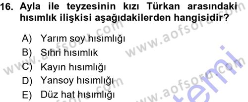 Medeni Hukuk 1 Dersi 2015 - 2016 Yılı (Vize) Ara Sınav Soruları 16. Soru